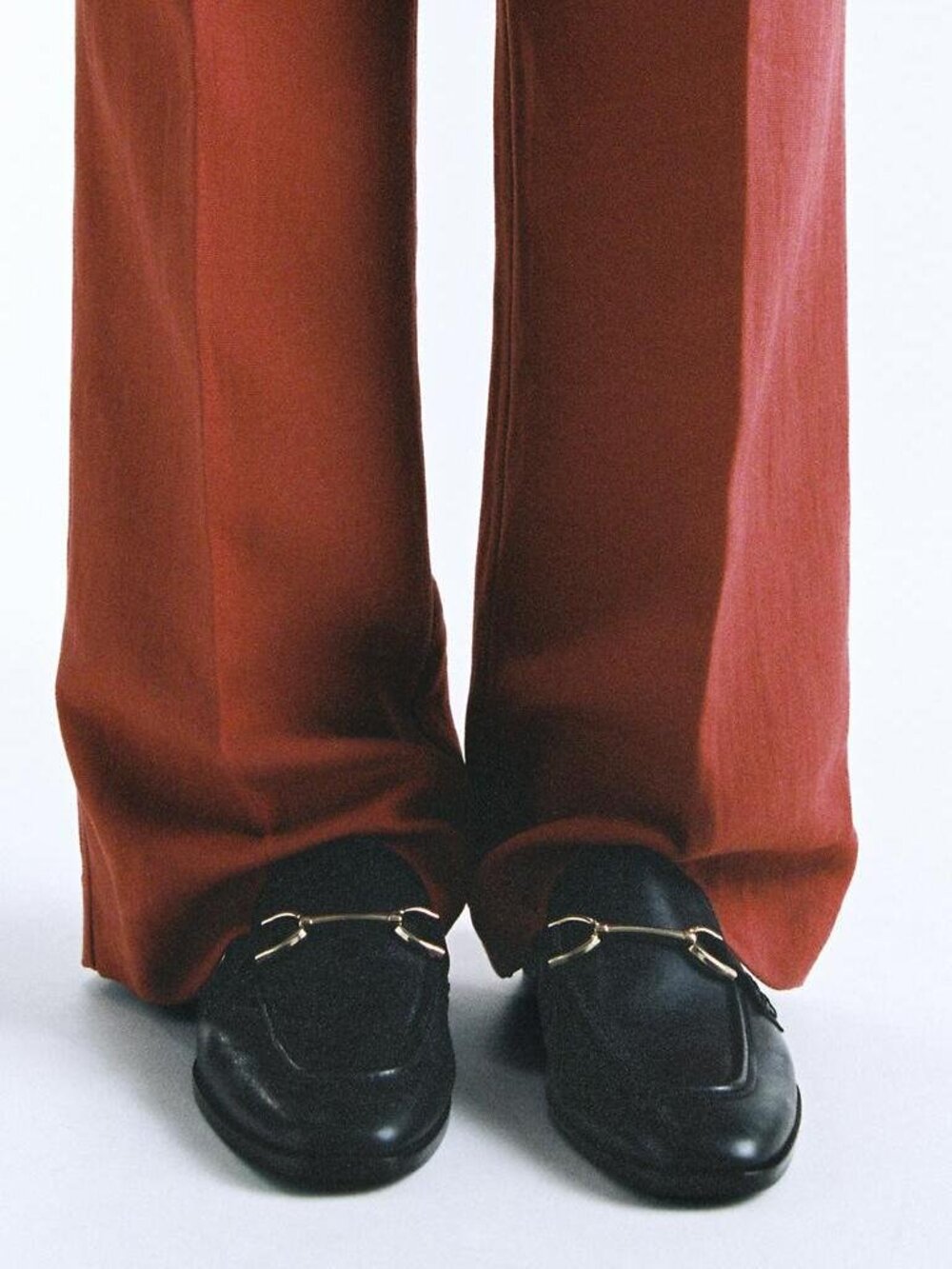 Zara Black Leather Horsebit Loafers Women Sz 7.5